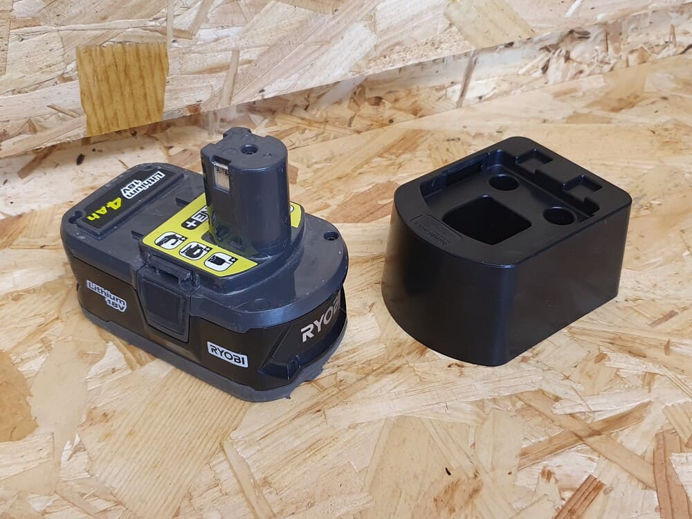 StealthMounts battery mounts for Ryobi 18V ONE+ 4 pack in black ABS