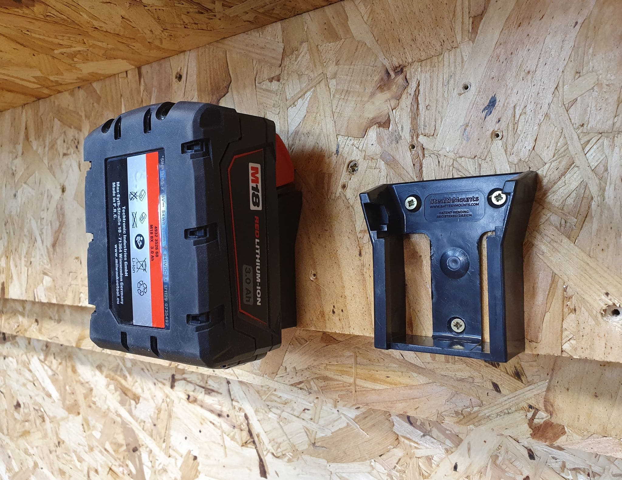 StealthMounts battery mounts for Milwaukee M18 6 pack in red ABS