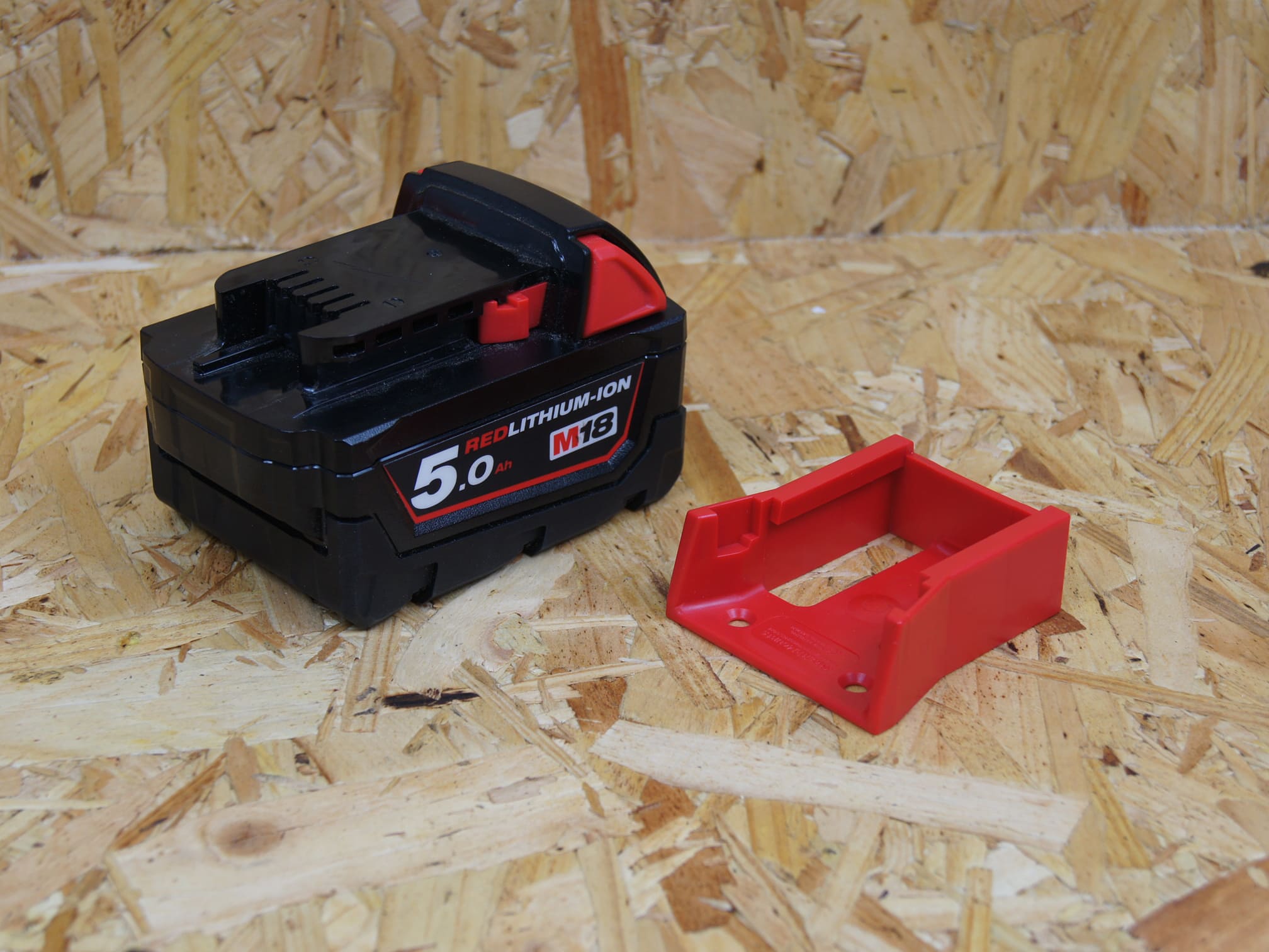StealthMounts battery mounts for Milwaukee M18 6 pack in red ABS