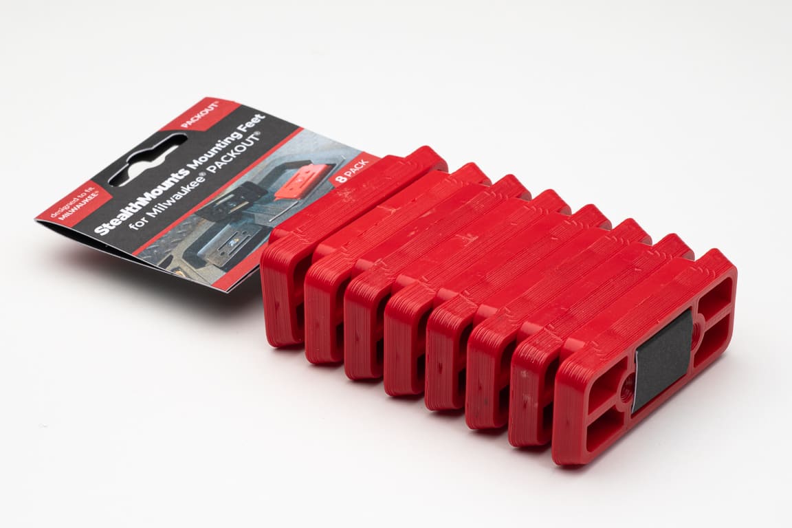 StealthMounts adapter feet for Milwaukee Packout 8 pack in black ABS