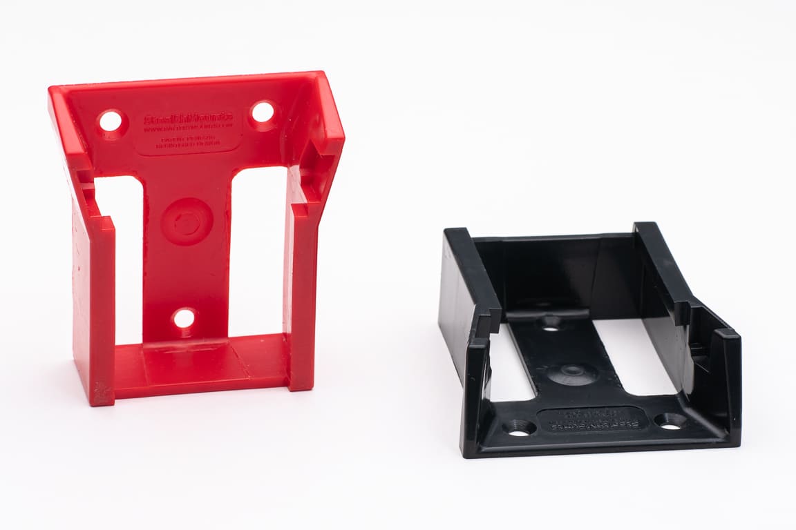StealthMounts battery mounts for Milwaukee M18 6 pack in red ABS