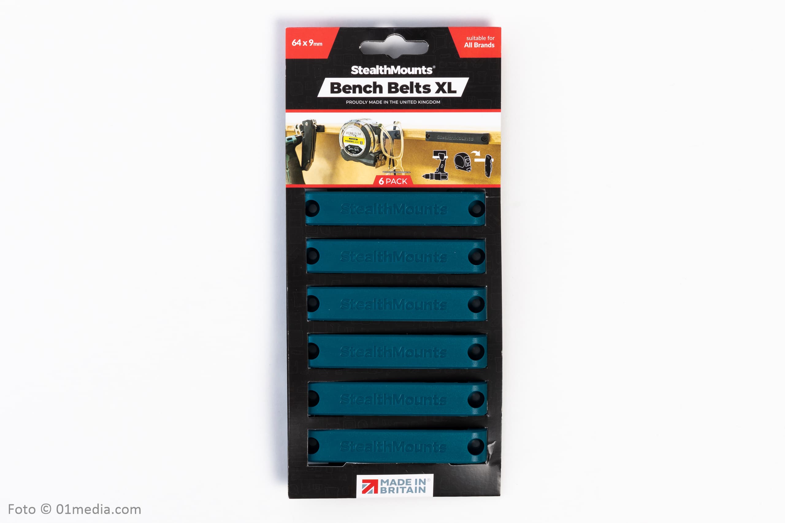 StealthMounts Bench Belt XL universalhållare 6-pack i svart ABS