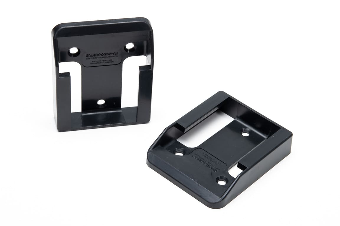 StealthMounts batterifästen för Einhell Power X-Change Ozito 18V 6-pack i svart ABS