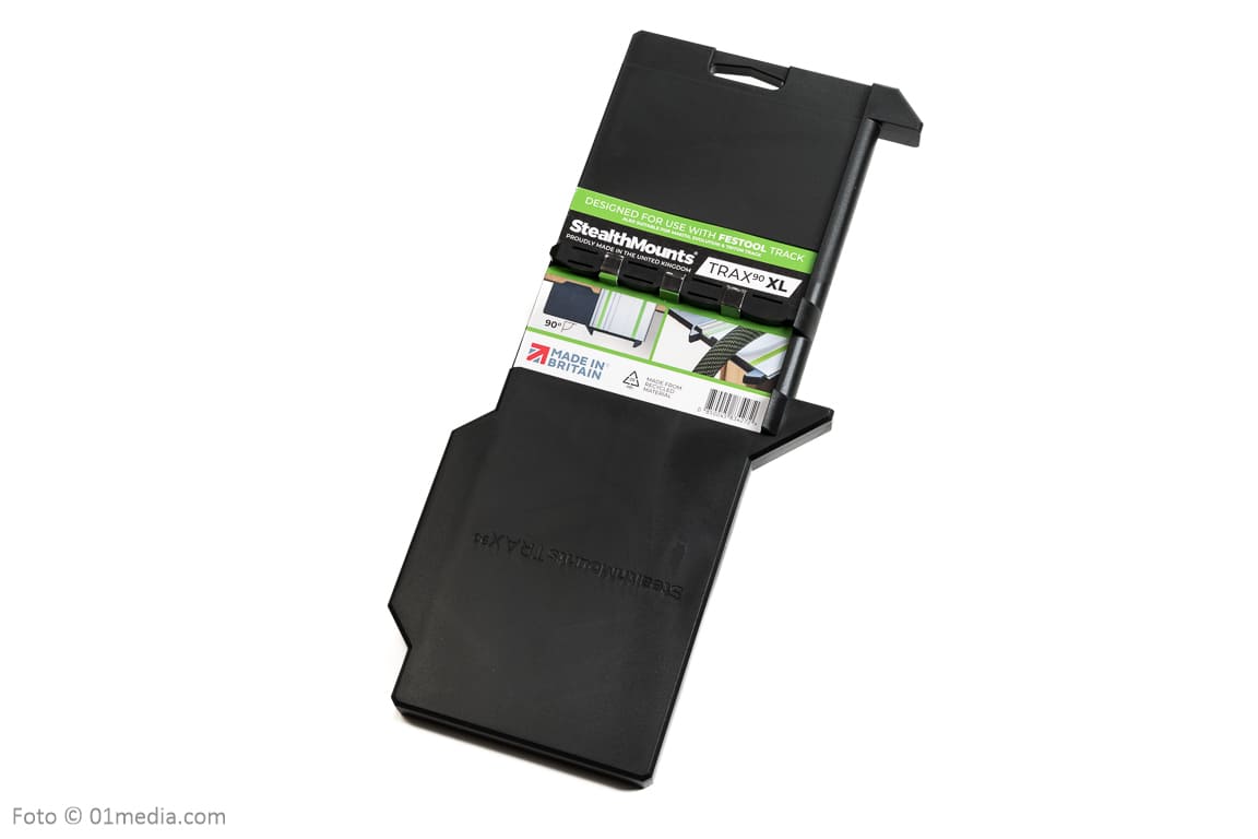 StealthMounts Trax90 Track Saw Square for Festool guide rail in black ABS