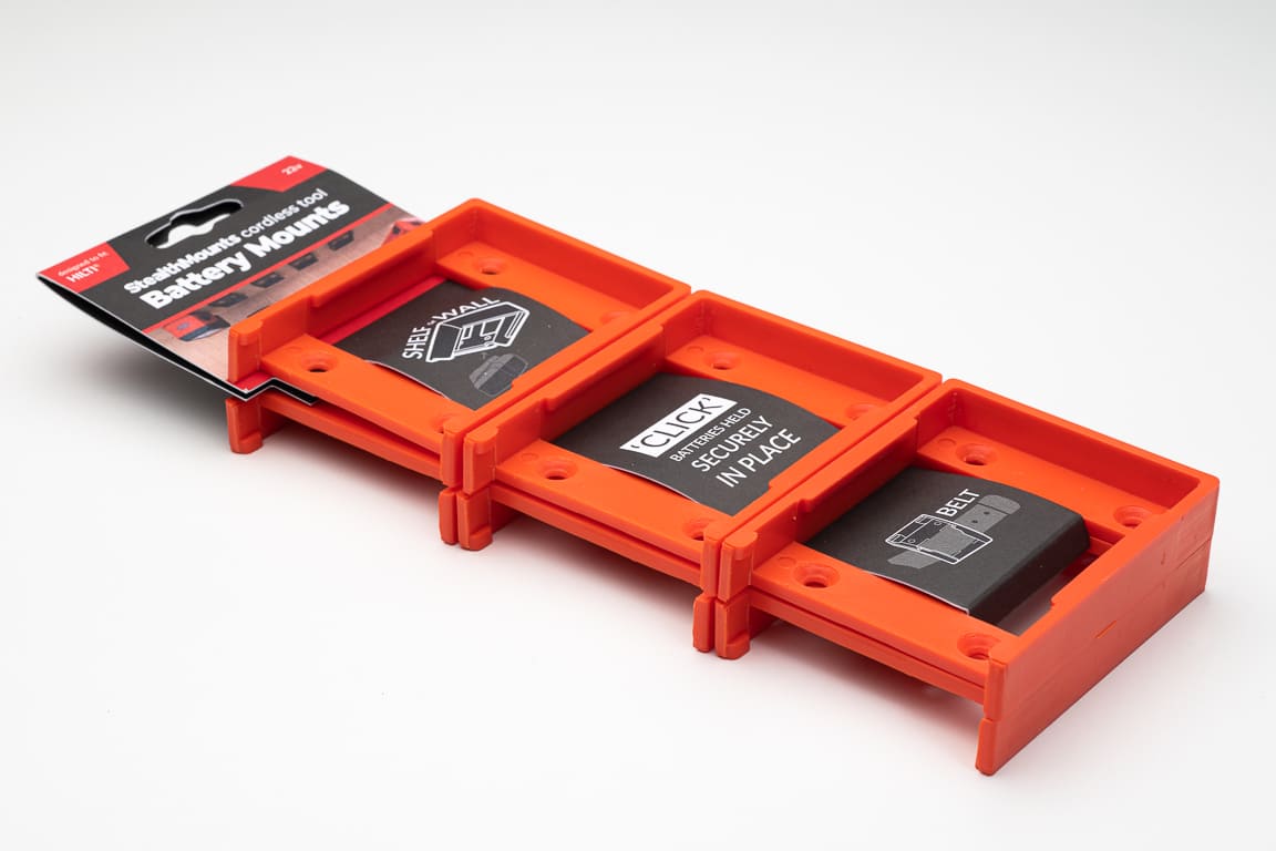 StealthMounts battery mounts for Hilti 22V B22 6 pack in orange ABS