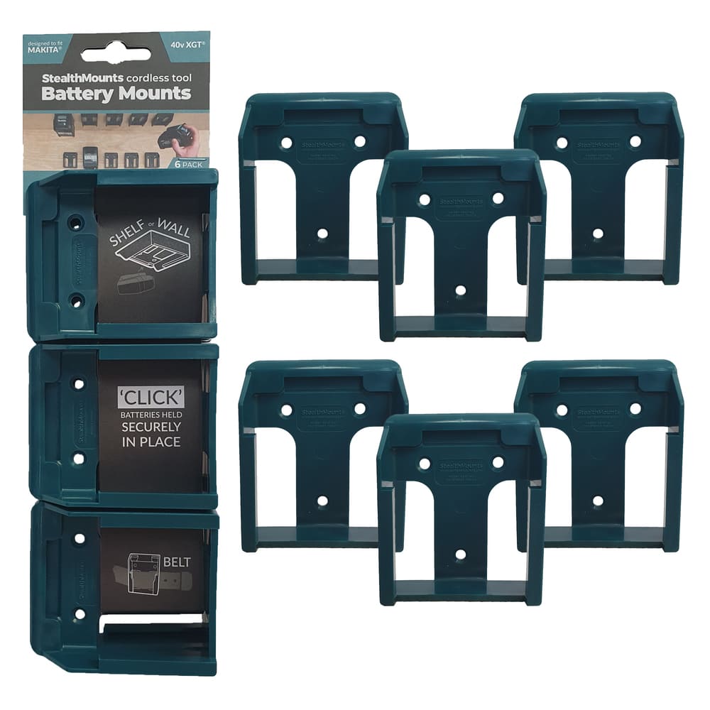 StealthMounts battery mounts for Makita 40V XGT 6 pack in blue ABS