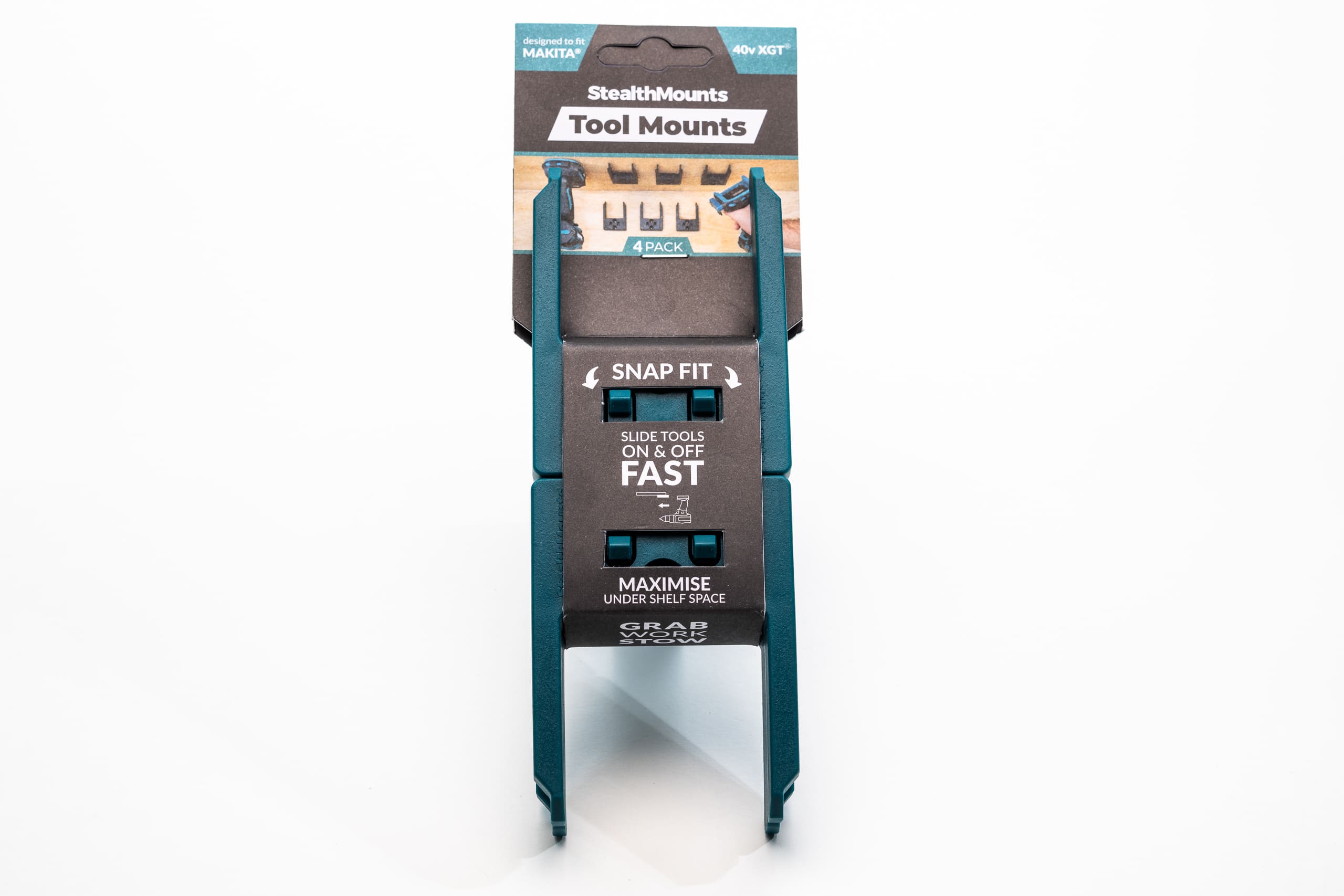 StealthMounts maskinfÃ¤sten fÃ¶r Makita 40V XGT 4-pack i blÃ¥ ABS