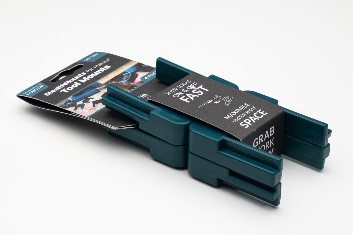 StealthMounts maskinfÃ¤sten fÃ¶r Makita 18V LXT 4-pack i blÃ¥ ABS