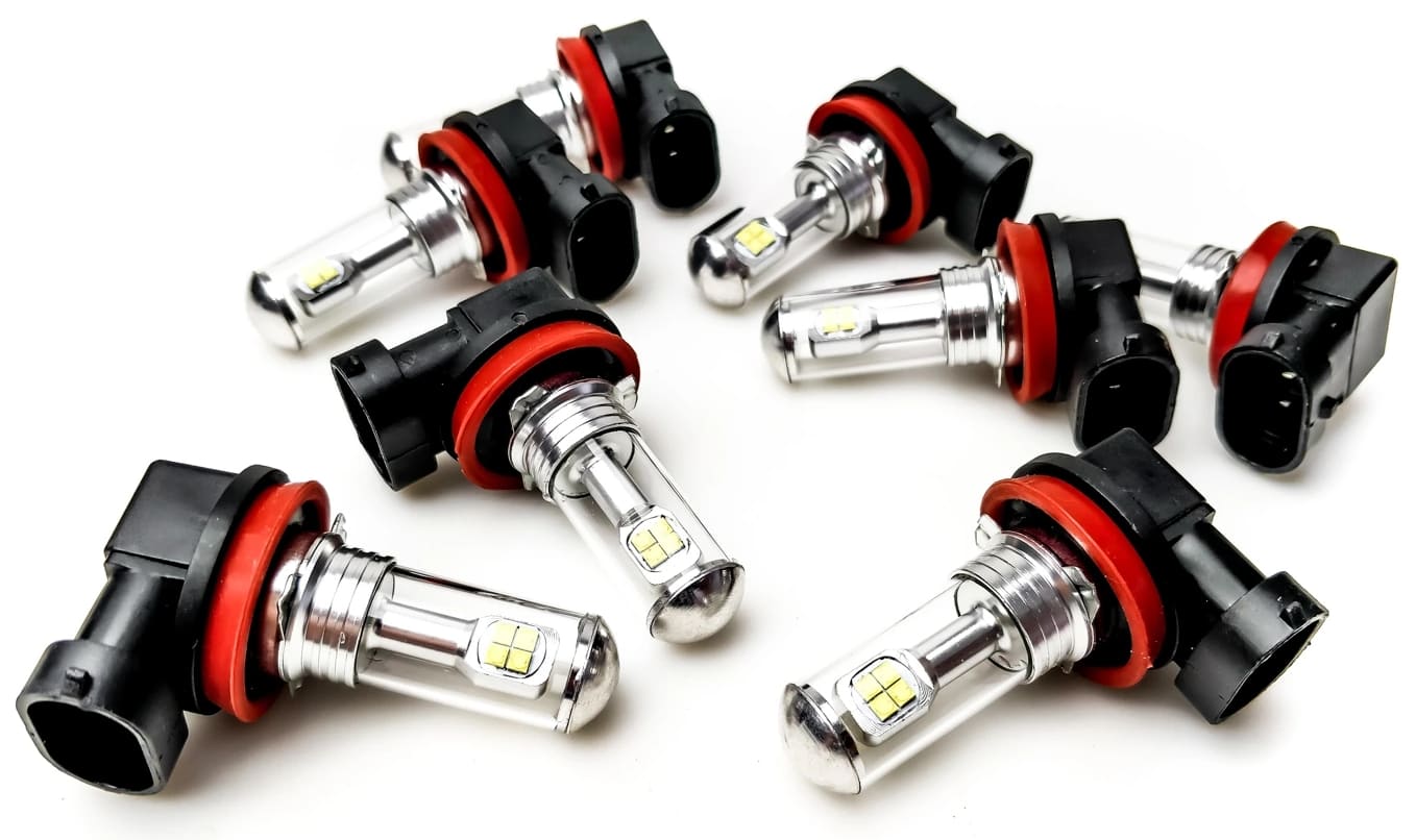 H8 H9 H11 LED 8x CREE XBD ultra white 6000K, 8000LM, passiv kylning, 2st