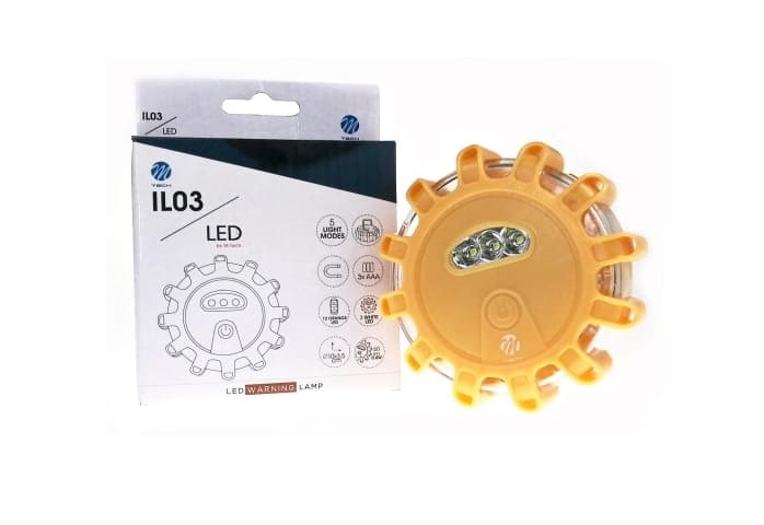 Magnetisk UFO LED-vägvarningslampa för nödsituationer, stöttålig, vattentät, 3 x AAA-batterier, gul.