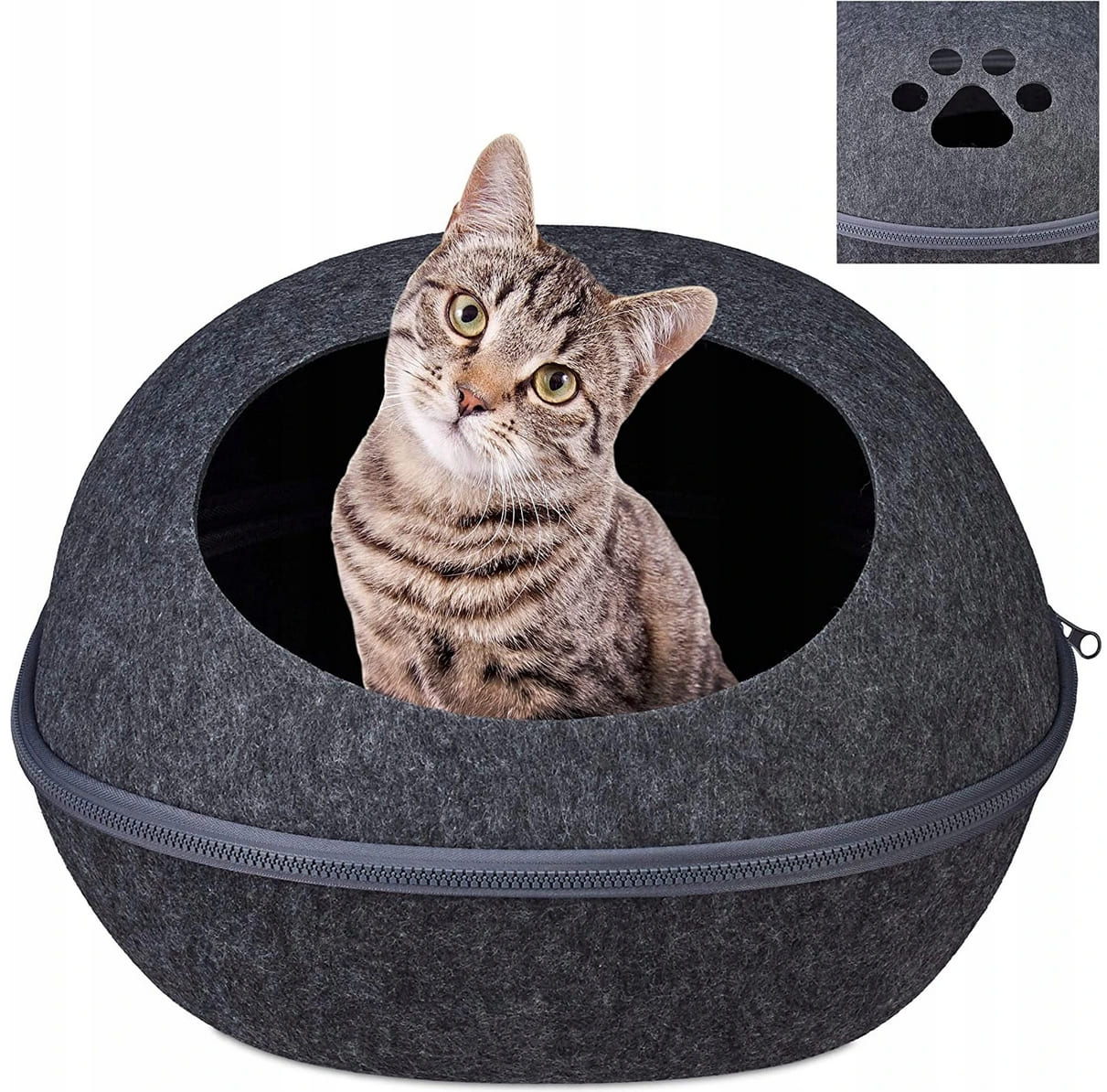 Igloo kattbädd eller hundbädd, filt 25 x 38 x 47 cm, MatMay