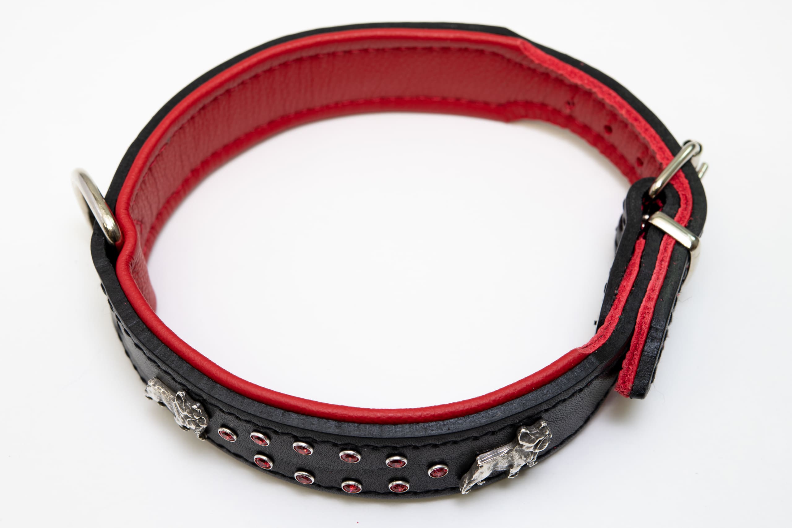 Exkslusivt hundhalsband 48 cm, skräddarsytt, äkta läder med mjukt nappaläder på insidan, handgjort
