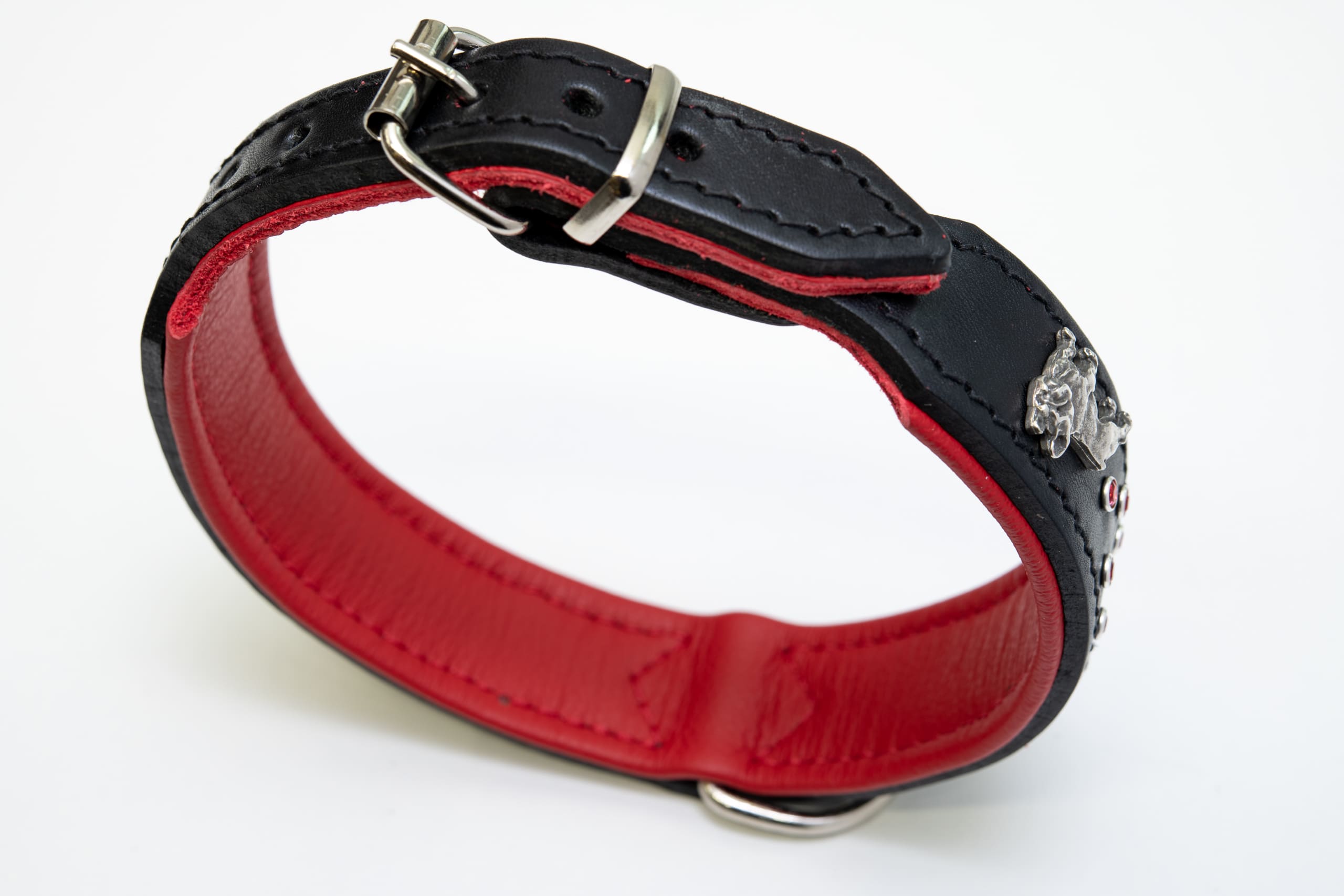 Exkslusivt hundhalsband 48 cm, skräddarsytt, äkta läder med mjukt nappaläder på insidan, handgjort