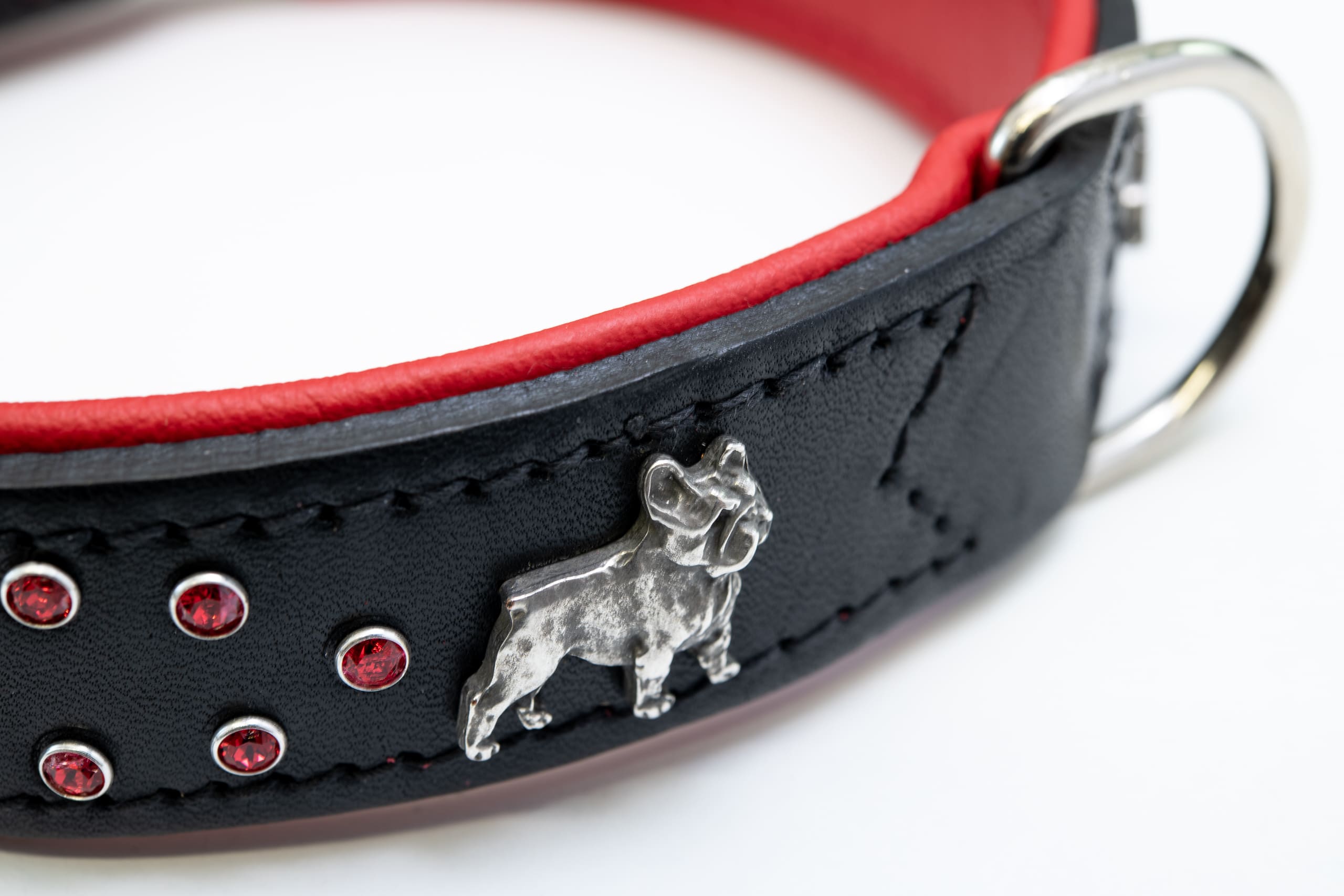 Exkslusivt hundhalsband 48 cm, skräddarsytt, äkta läder med mjukt nappaläder på insidan, handgjort