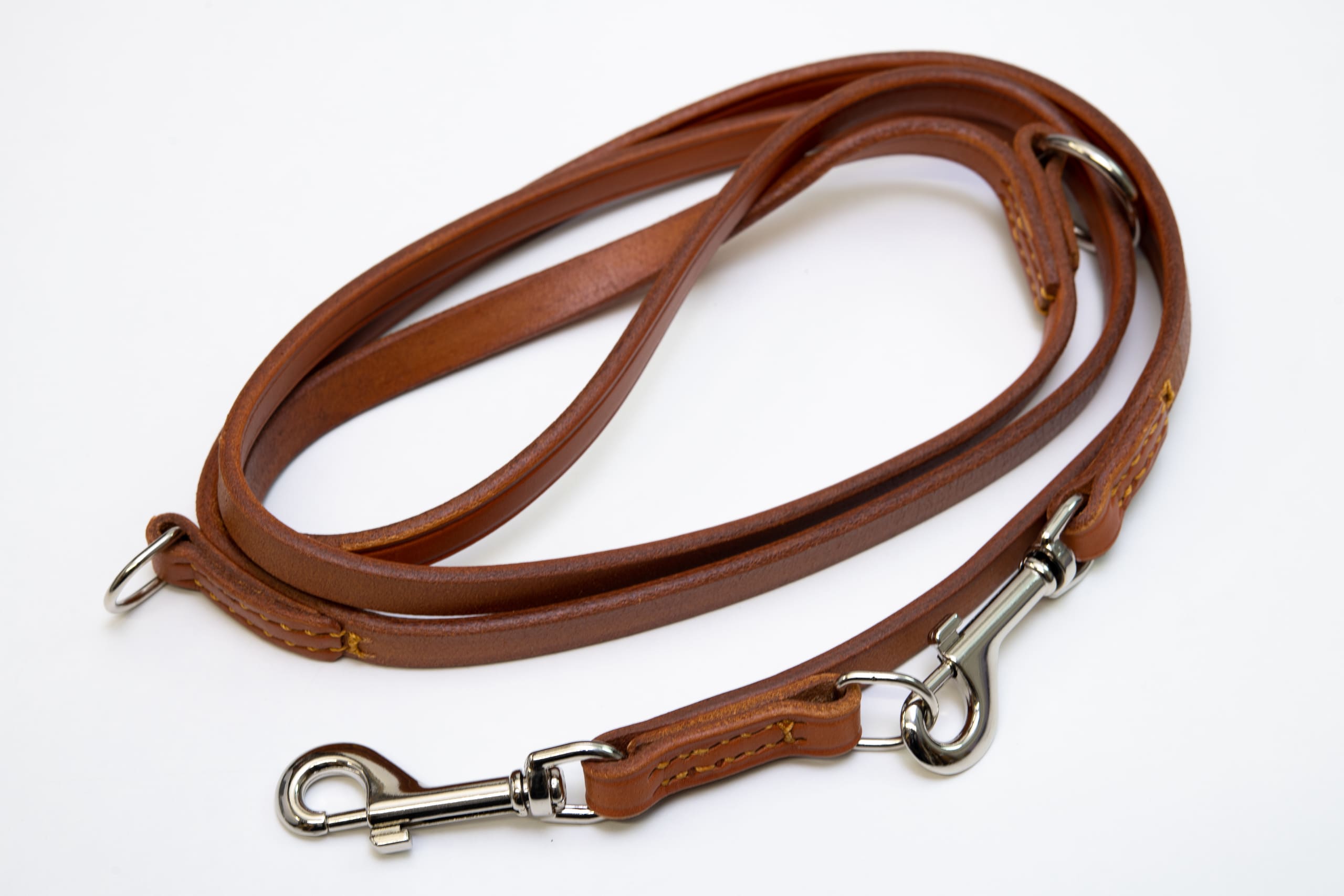 Exklusivt hundkoppel 13/200 cm, äkta läder, rundade kanter, handgjord