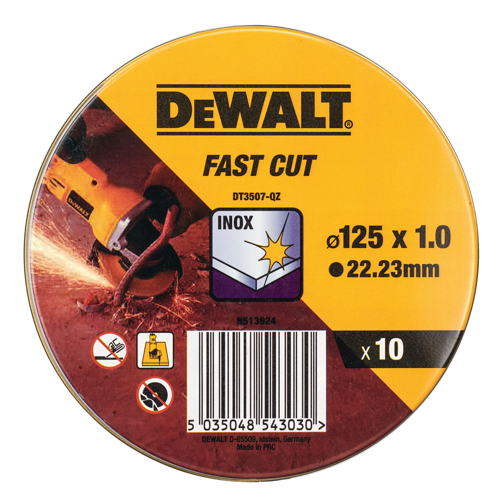 Cutting disc 125 x 1 mm, 10 pcs in tin | DeWalt