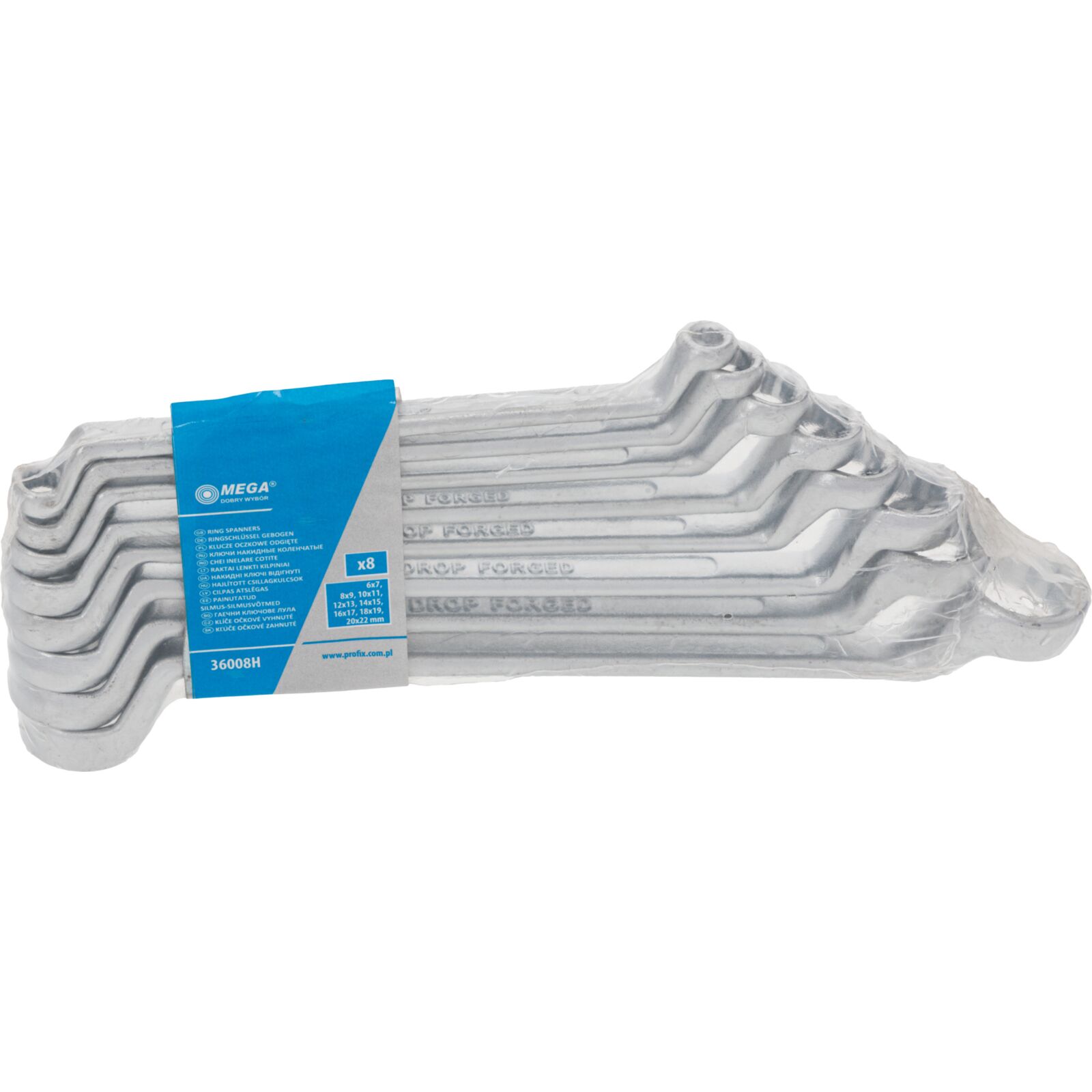 Ring spanner set 8 pcs 6-22 mm with clip