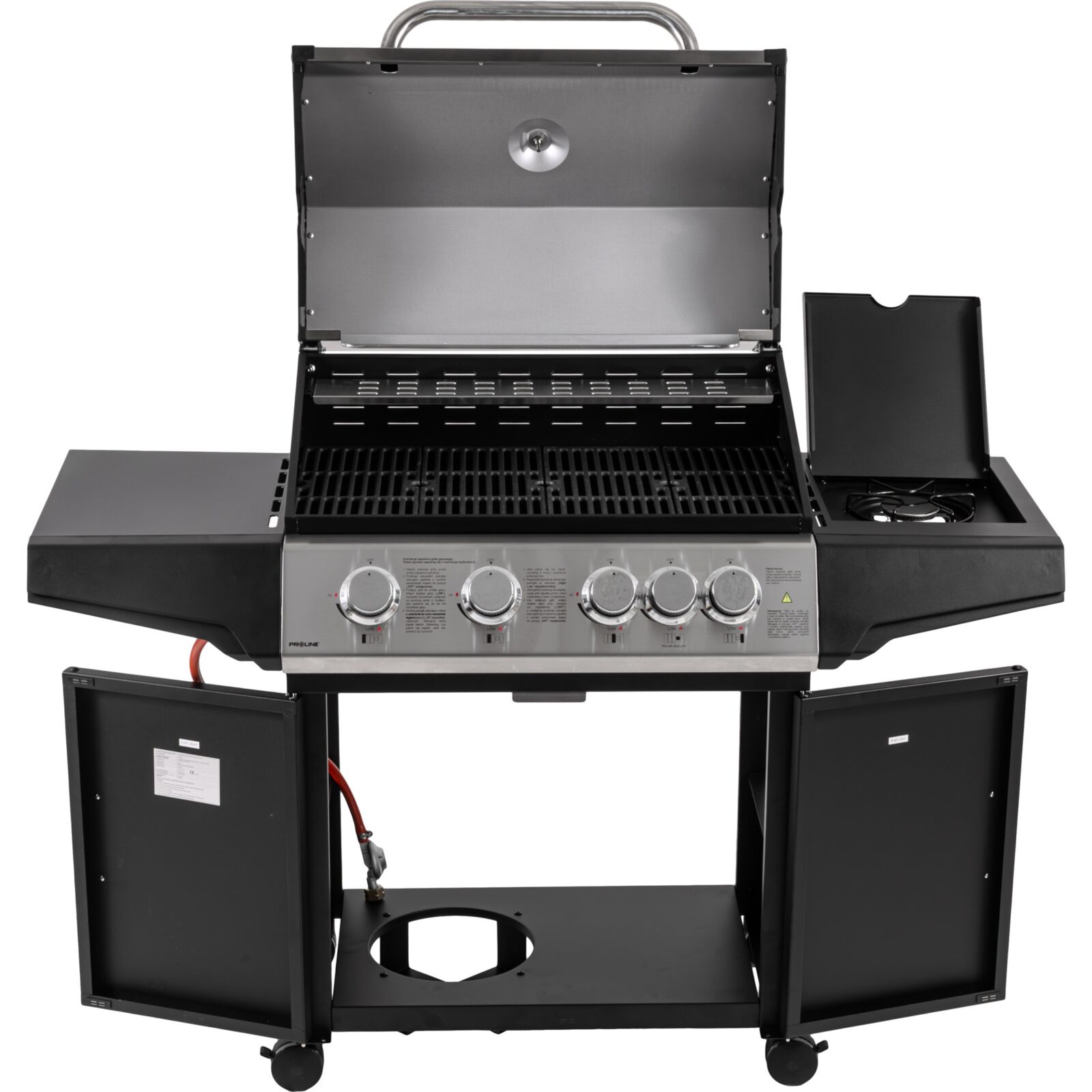 Gasolgrill 4+1 brännare 15,75 kW svart