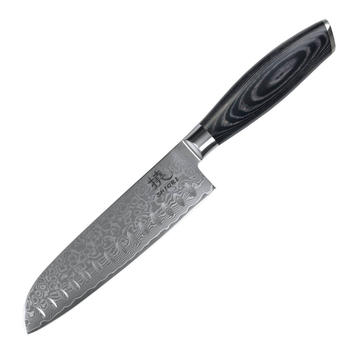 SHIORI 3-Set 撓 Kuro Murō + Santoku + Sifu - set med tre japanska knivar av Damaskusstål