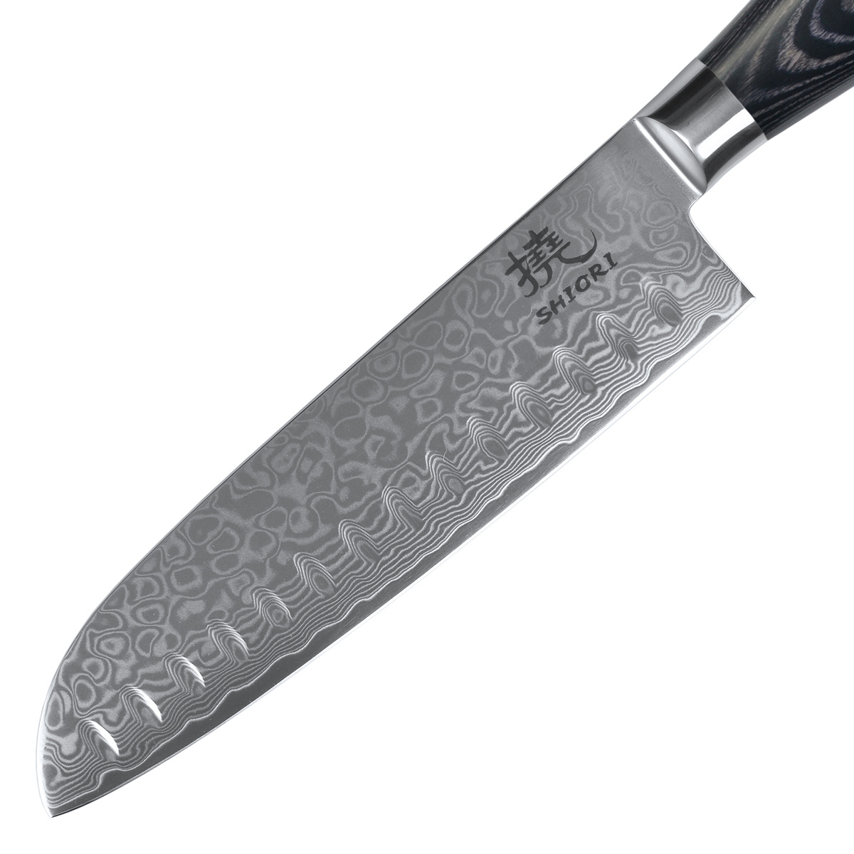 SHIORI 3-Set 撓 Kuro Murō + Santoku + Sifu - set med tre japanska knivar av Damaskusstål