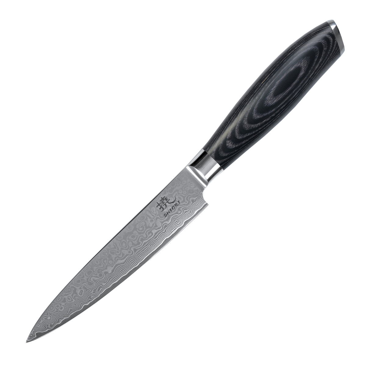 SHIORI 3-Set 撓 Kuro Murō + Santoku + Sifu - set med tre japanska knivar av Damaskusstål