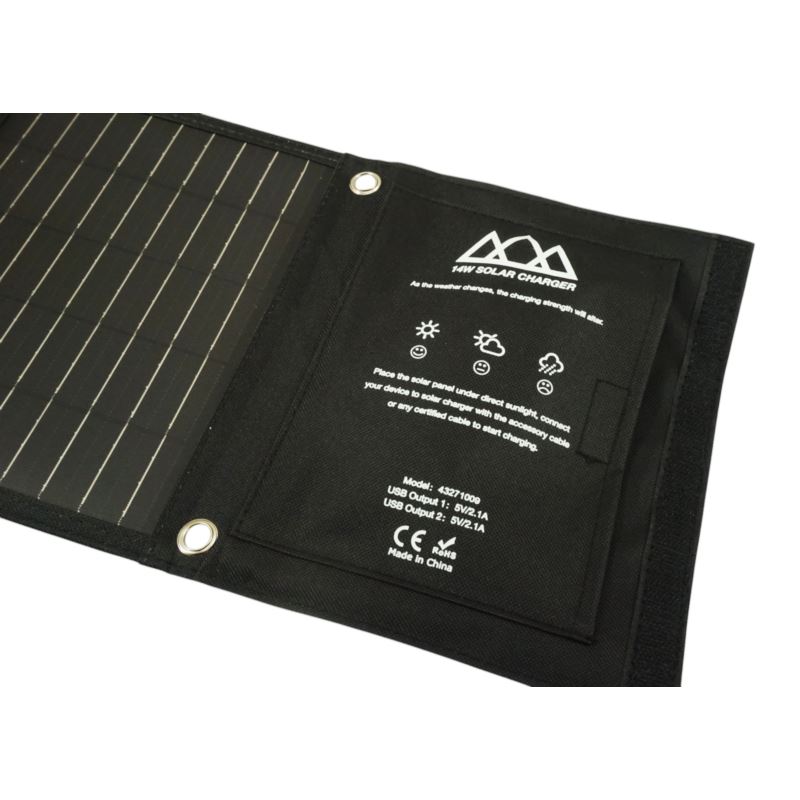 Vikbar solpanel fickformat 14W dubbel USB-utgång 5V/2.1A