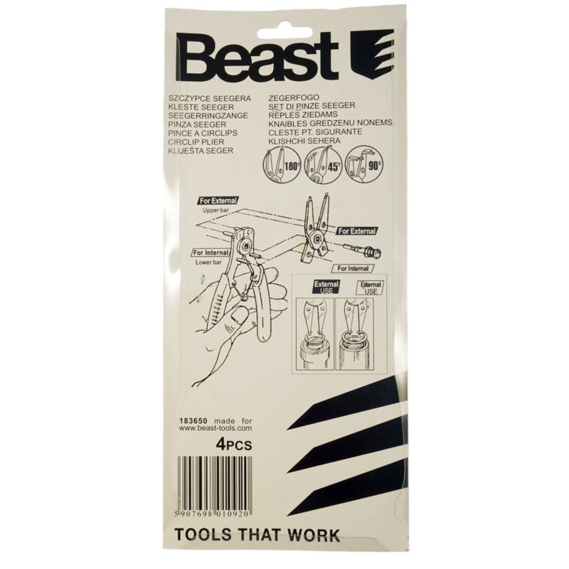 Seeger Pliers Set 160 mm 4 Tips