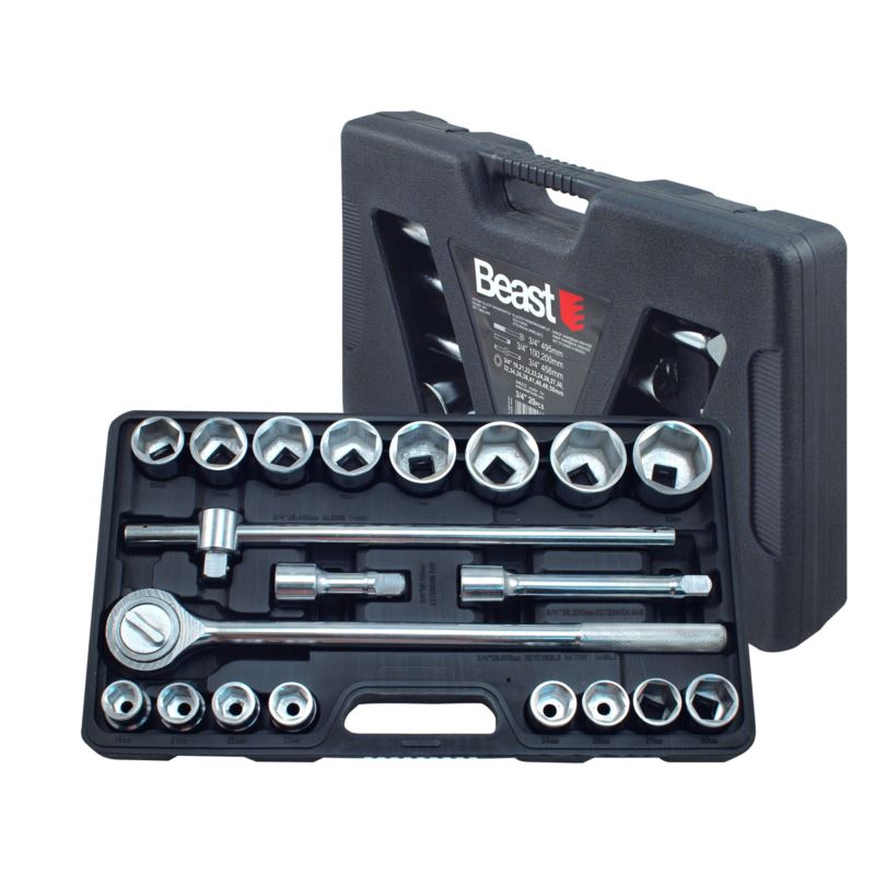Socket Wrench set 3/4 Inch, 20 Pieces, Carbon Steel, Beast