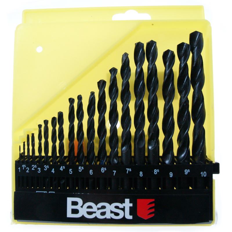 Metallborrsats 1–10 mm, 19 delar, borrstorlekar 0, Beast