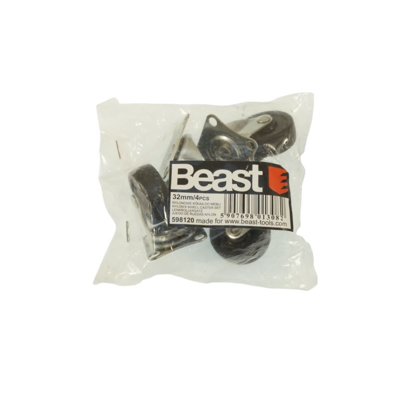 Black Rubber Furniture Wheels 30 mm, Beast