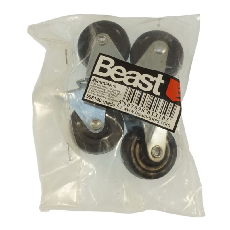 Rubber Furniture Wheels 40 mm, 4 Pieces, Beast
