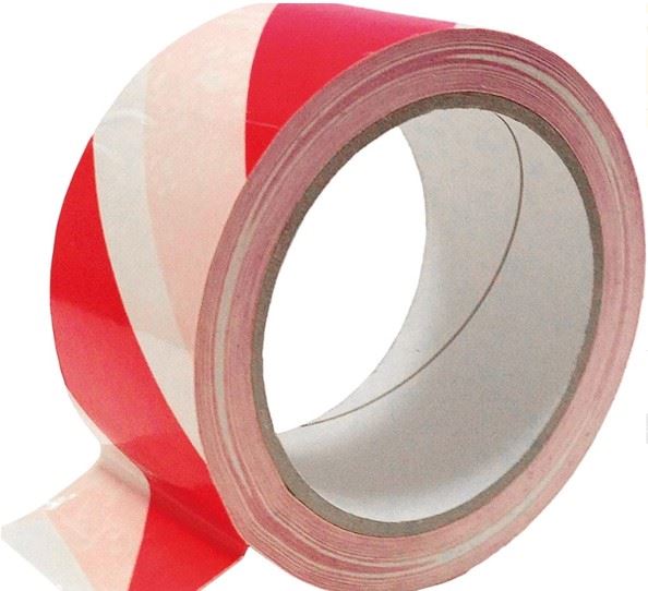 Varningstejp 75 mm x 250m vit och röd