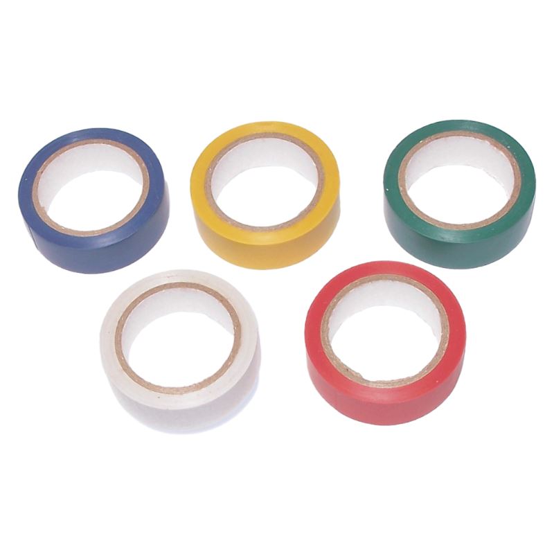 Colored Insulating Tape 19 mm x 10 m 5 Pack, 5 Colors