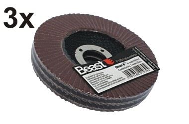 Flap Grinding Disc P80115 mm, 3-Pack, 72 Layers, Beast