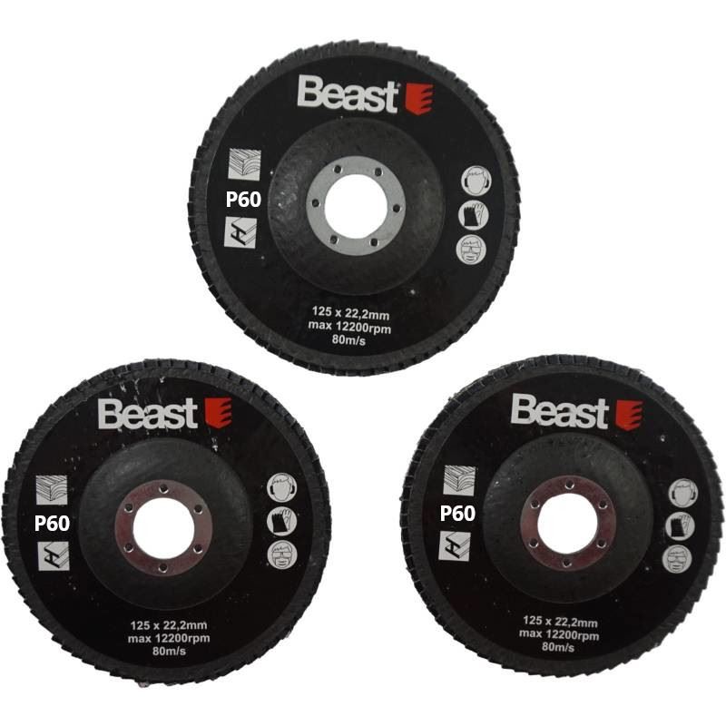 Lamellrondell P60125 mm, 3-pack, 72 slipblad, Beast