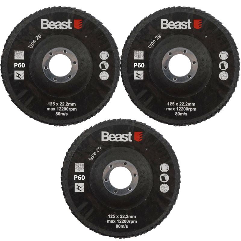 Lamellrondell P60125 mm, 3-pack, diameter 125 mm, Beast