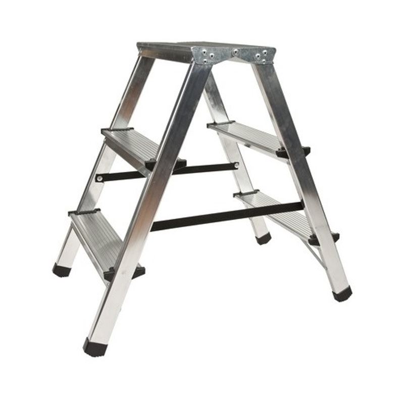 Dubbelsidig aluminiumstege 3 steg halkskyddad 125 kg