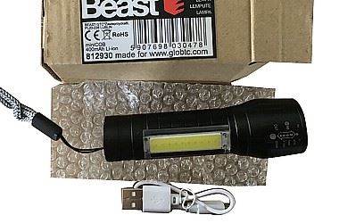 Aluminum Pocket Flashlight, USB Charging, Beast