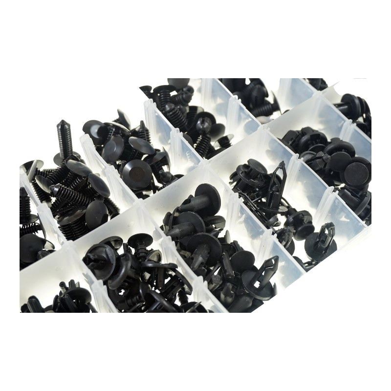 Car Clips and Body Pins, 192 pcs Black Plastic, BST-833090