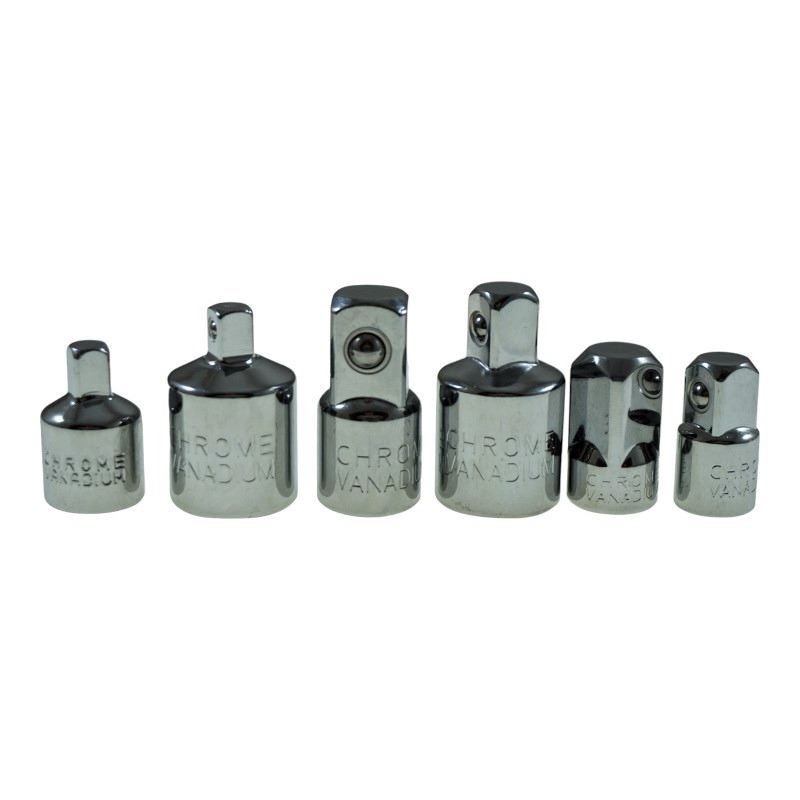 Socket Wrench Adapters, 6 Chrome Vanadium Steel Sizes