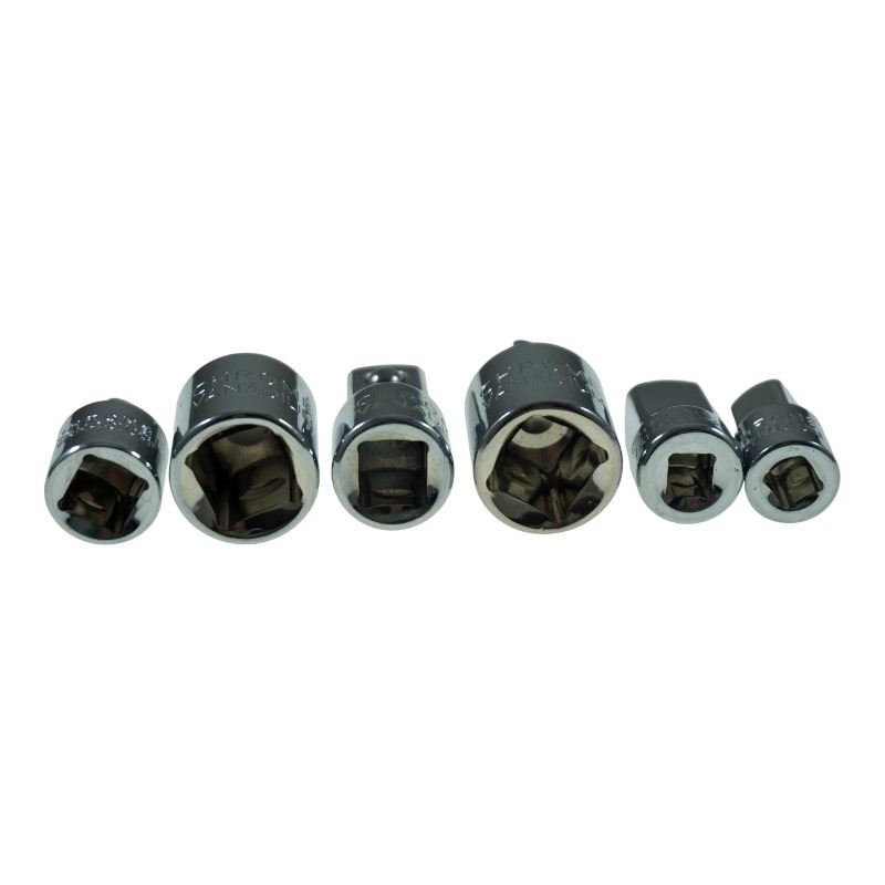Socket Wrench Adapters, 6 Chrome Vanadium Steel Sizes