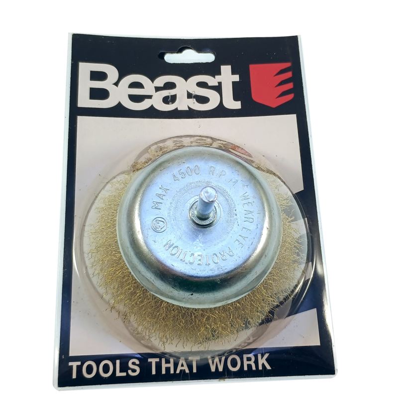 Rotating Steel Brush 6 mm Shaft 100 mm Diameter 4500, Beast