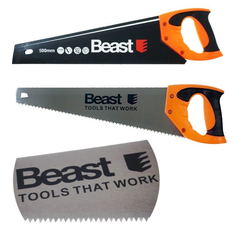Cross-Cut Handsaw 500 mm, Hardened Teeth 7 TPI, Beast