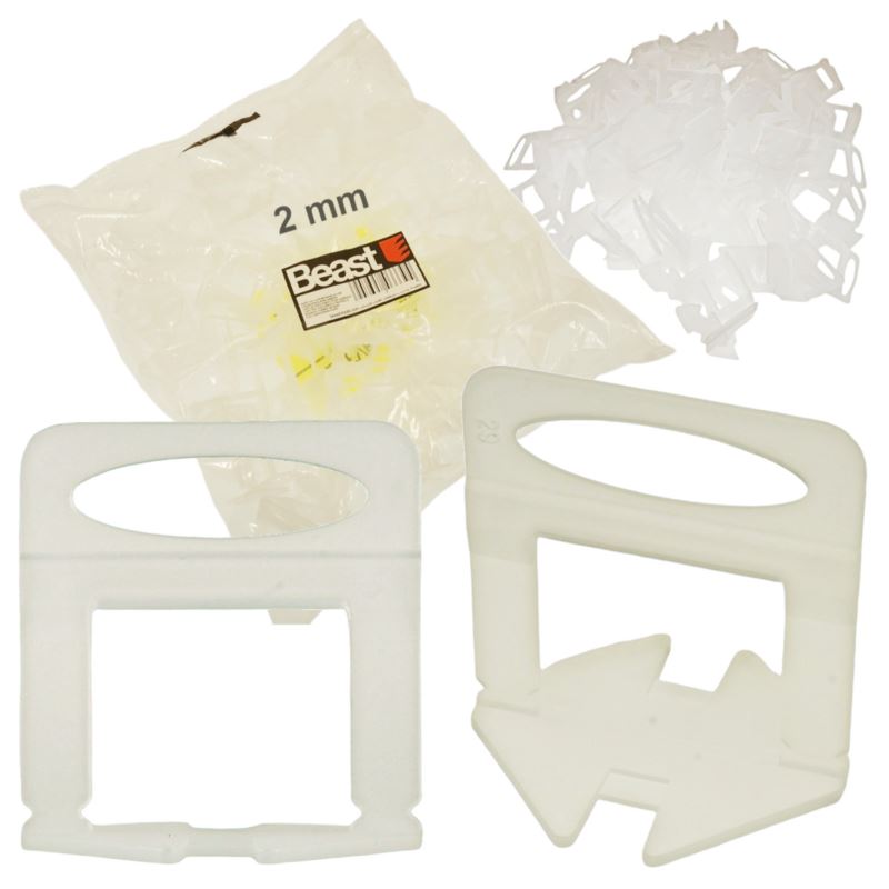 Tile Leveling Clips 2 mm, 100 pcs Durable Plastic, Beast