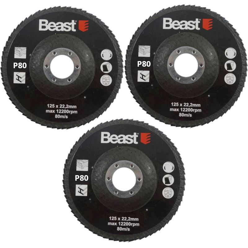Lamellrondell P80125 mm 3-pack, 72 lameller, Beast