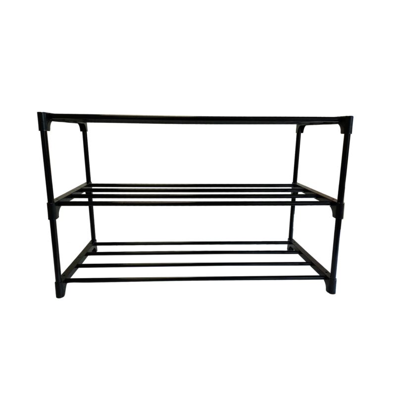 Skohylla 3-plan 60 x 28 x 38 cm, metall och plast, svart