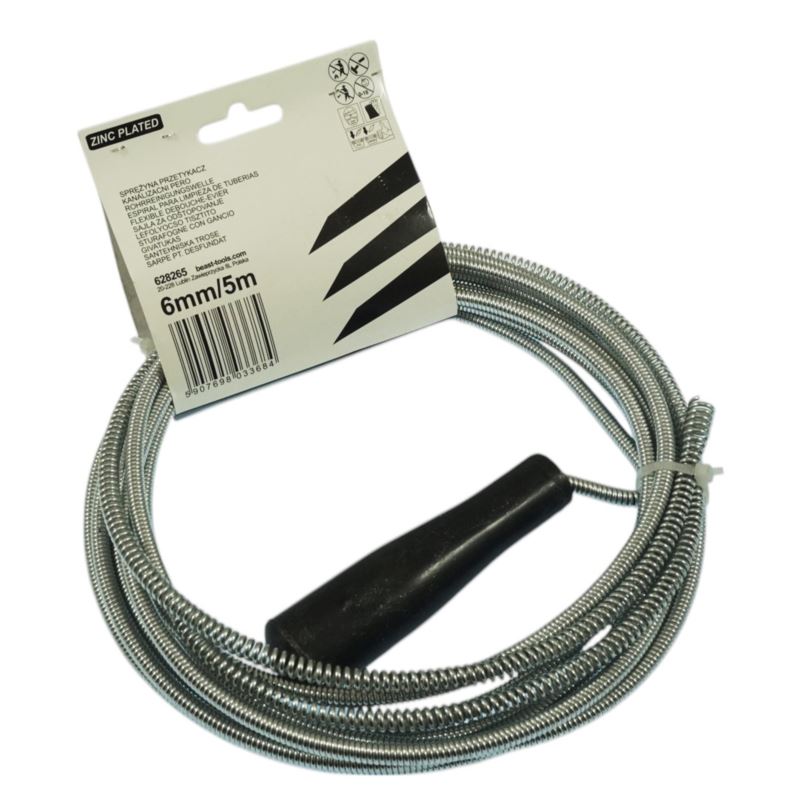 Drain Cleaning Spiral, 6 mm Diameter, 5m Length, Beast