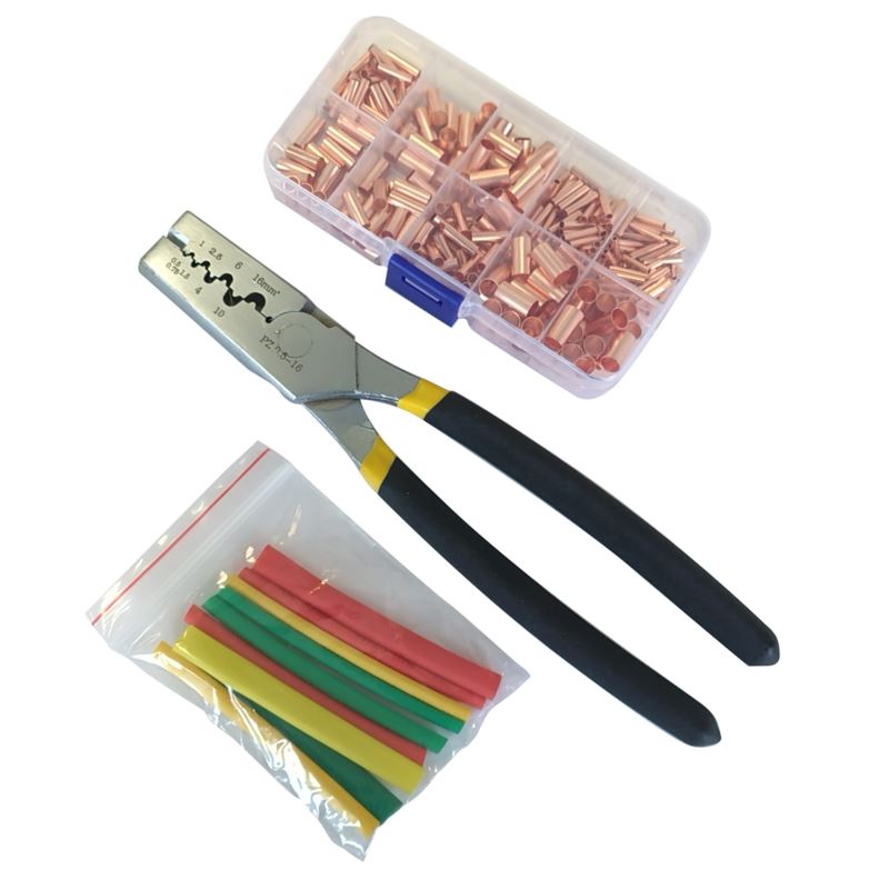 Crimping Tool Kit, 250 Uninsulated Cable Lugs, Beast