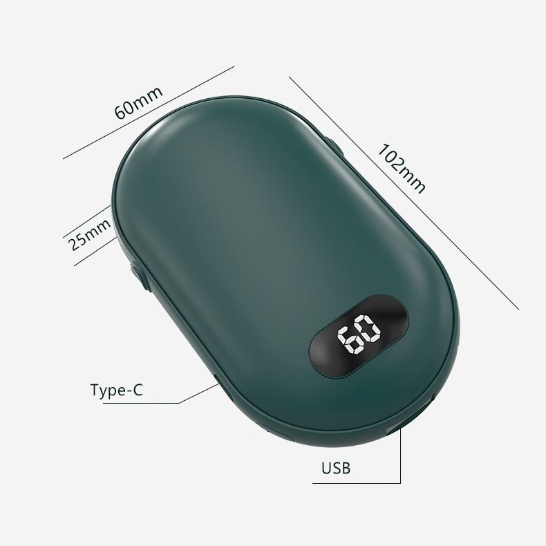 Handvärmare USB-C 2400mAh 3 Värmelägen 35°C 42°C 55°C Uppladdningsbar Kompakt, Beast