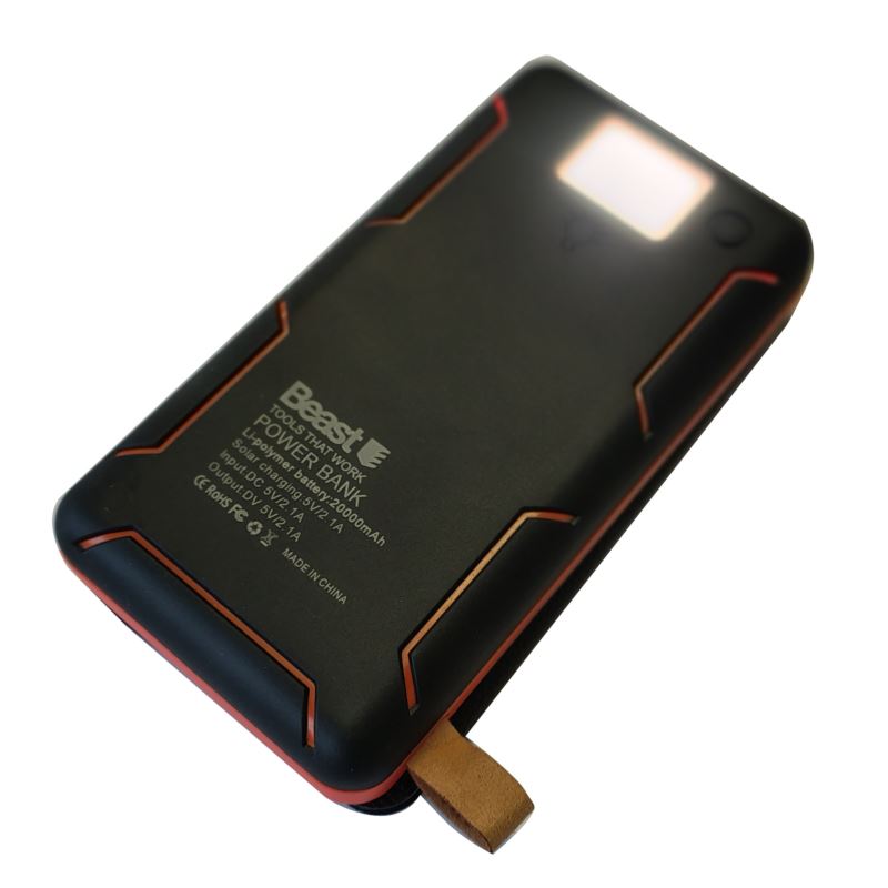Solar Power Bank 20000mAh 4 Panels Foldable Flashlight 3 Modes Dual USB Shockproof, Beast